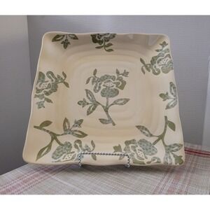 Vtg‎ Green Victorian flowers Square Dinner Plate by Tabletops Gallery Unlimited